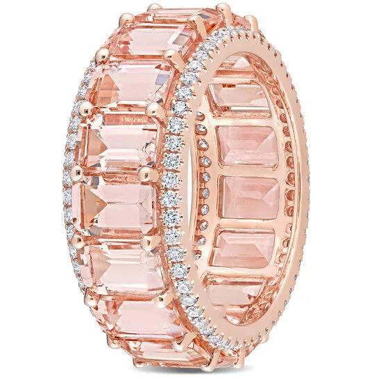 Rings JMS always Original Amour 14k Pink Gold 58 CT Diamond TW And 9 13 CT TGW Morganite Eternity Ring
