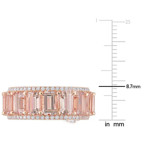 Rings JMS always Original Amour 14k Pink Gold 58 CT Diamond TW And 9 13 CT TGW Morganite Eternity Ring