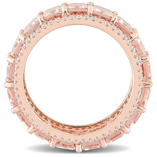 Rings JMS always Original Amour 14k Pink Gold 58 CT Diamond TW And 9 13 CT TGW Morganite Eternity Ring