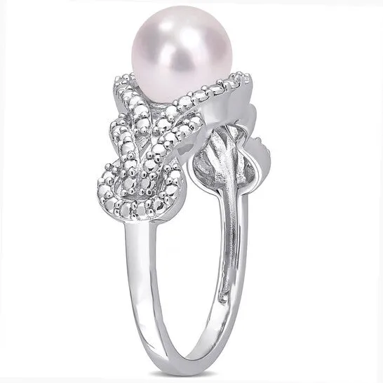 Rings JMS always Original Amour 775mm Freshwater Cultured Pearl and Diamond Accent Infinity Ring in Sterling Silver