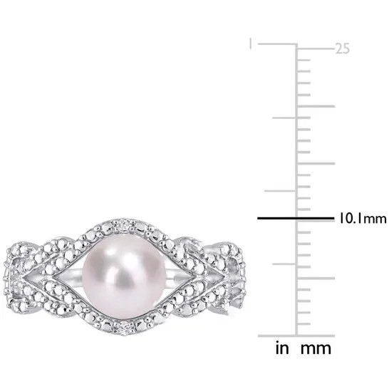 Rings JMS always Original Amour 775mm Freshwater Cultured Pearl and Diamond Accent Infinity Ring in Sterling Silver