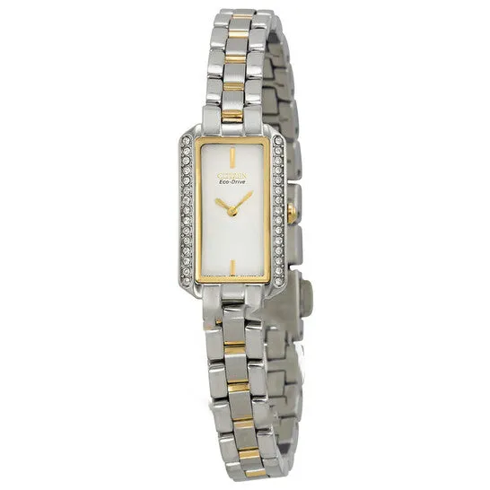 Rings JMS always Original Citizen Silhouette EcoDrive White Dial TwoTone Stainless Steel Ladies Watch EG278458A