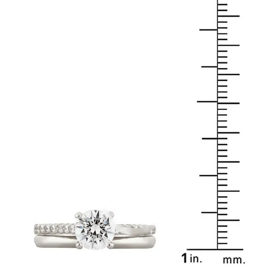 Rings JMS always Original DiamondMuse 188 cttw Round Swarovski Sterling Silver Solitaire Bridal Set