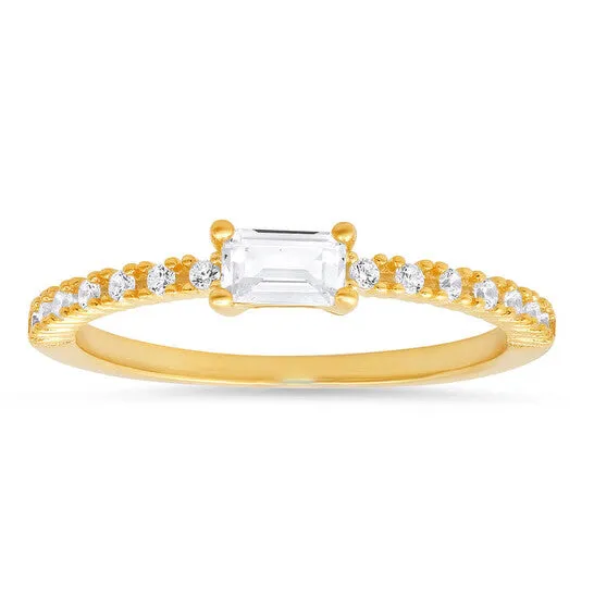 Rings JMS always Original Kylie Harper Gold Over Silver EastWest Baguettecut CZ Ring