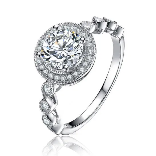 Rings JMS always Original Megan Walford Sterling Silver Cubic Zirconia Circle Solitaire Ring