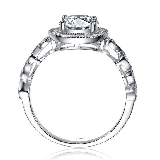 Rings JMS always Original Megan Walford Sterling Silver Cubic Zirconia Circle Solitaire Ring