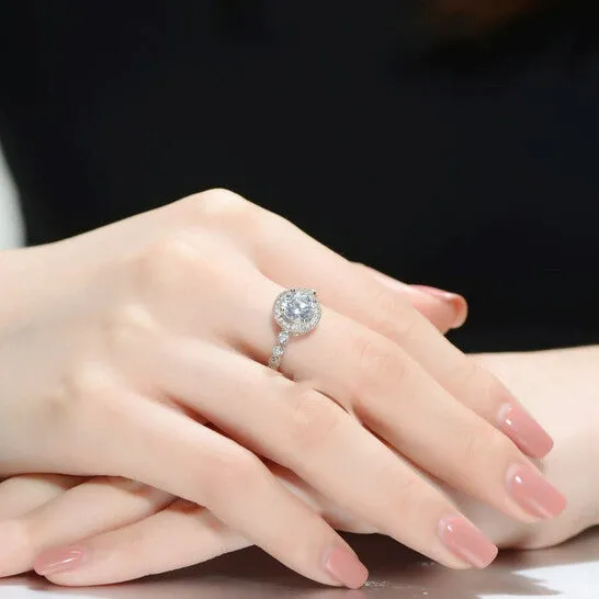 Rings JMS always Original Megan Walford Sterling Silver Cubic Zirconia Circle Solitaire Ring