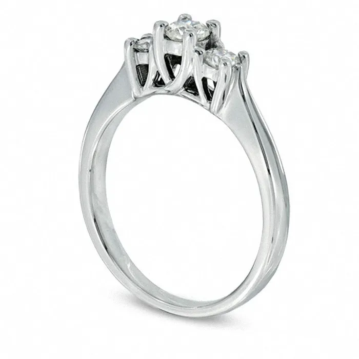 Rings Previously Owned 050 CT TW Natural Diamond Three Stone Ring in Solid 14K White Gold II2 Goldia
