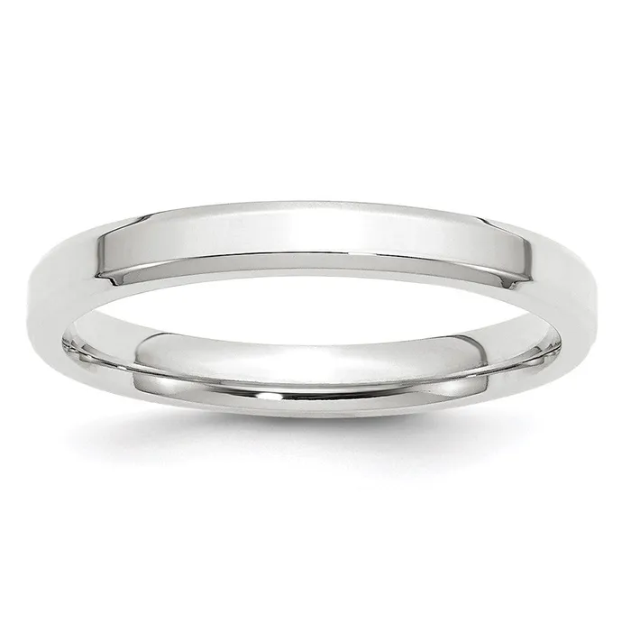 Rings Solid 10K White Gold 3mm Bevel Edge Comfort Fit MensWomens Wedding Band Ring Size 45 Goldia