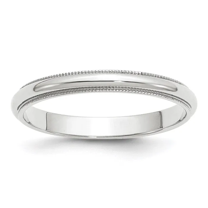 Rings Solid 10K White Gold 3mm Milgrain Half Round MensWomens Wedding Band Ring Size 135 Goldia