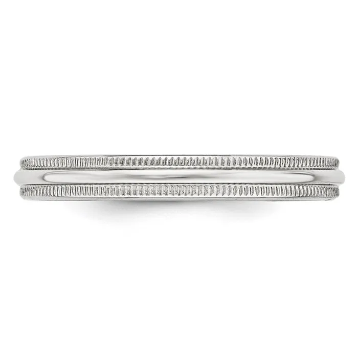 Rings Solid 10K White Gold 3mm Milgrain Half Round MensWomens Wedding Band Ring Size 135 Goldia