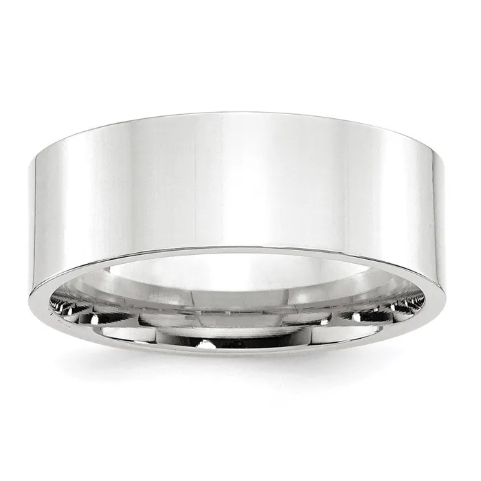 Rings Solid 10K White Gold 8mm Standard Flat Comfort Fit MensWomens Wedding Band Ring Size 115 Goldia