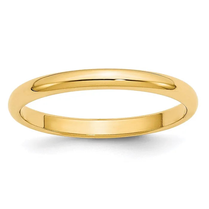 Rings Solid 10K Yellow Gold 25mm Half Round MensWomens Wedding Band Ring Size 6 Goldia