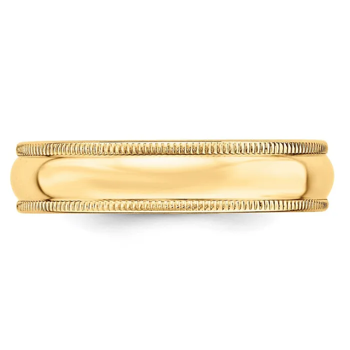 Rings Solid 10K Yellow Gold 5mm Light Weight Milgrain Half Round MensWomens Wedding Band Ring Size 7 Goldia