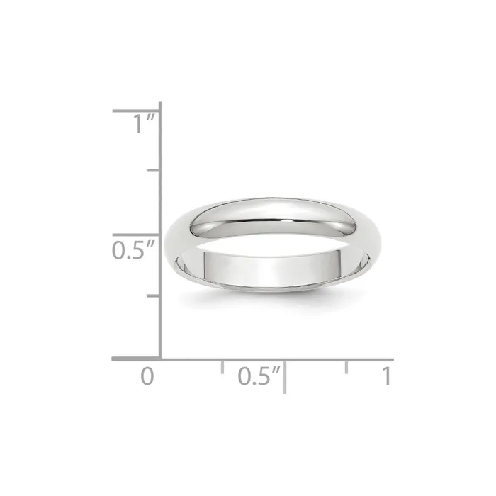 Rings Solid 14K White Gold 4mm Half Round MensWomens Wedding Band Ring Size 135 Goldia
