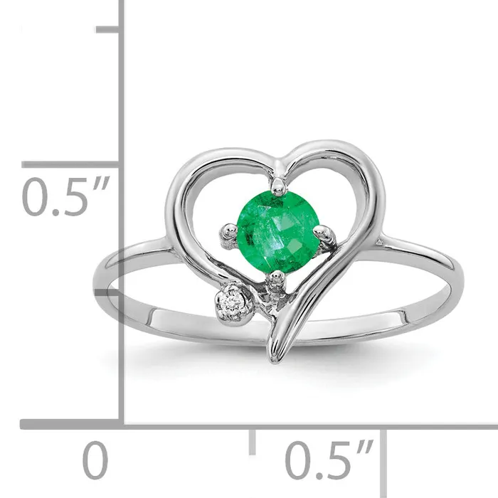Rings Solid 14k White Gold 4mm Simulated Emerald AAA CZ Ring Goldia