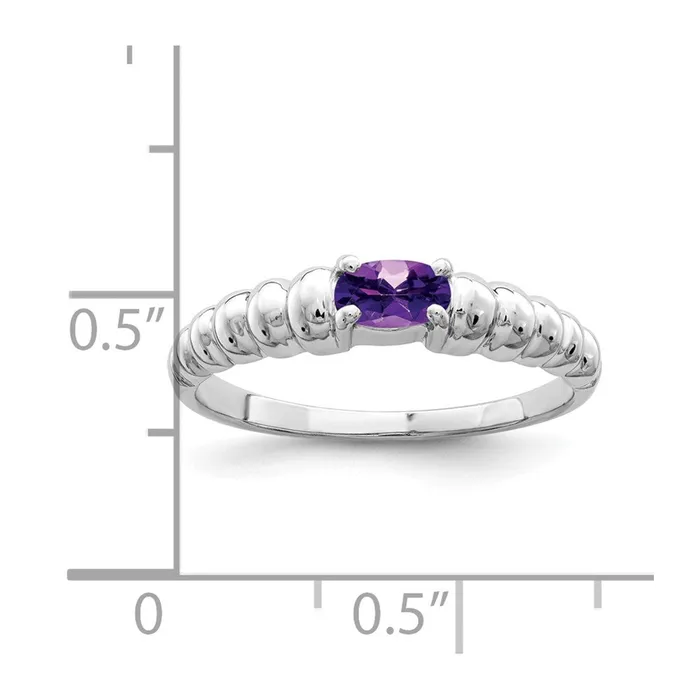 Rings Solid 14k White Gold 5x3mm Oval Simulated Amethyst Ring Goldia
