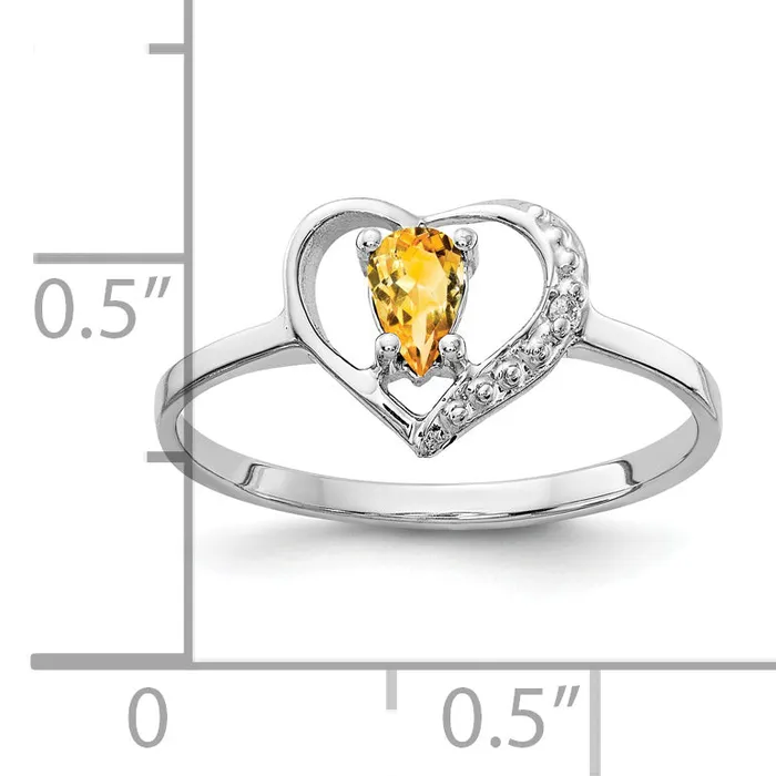 Rings Solid 14k White Gold 5x3mm Pear Simulated Citrine VS CZ Ring Goldia