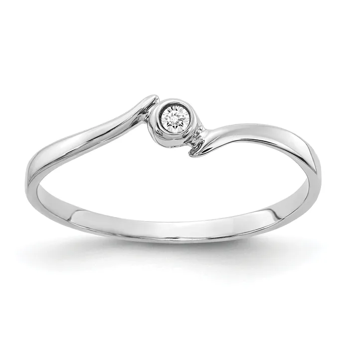 Rings Solid 14k White Gold Polished AA Simulated CZ Ring Goldia