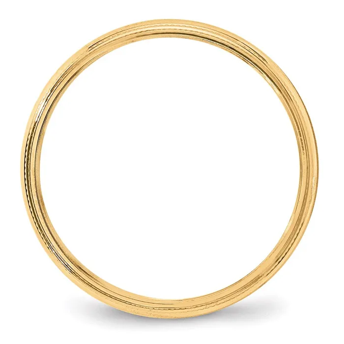 Rings Solid 14K Yellow Gold 4mm Light Weight Milgrain Half Round MensWomens Wedding Band Ring Size 115 Goldia
