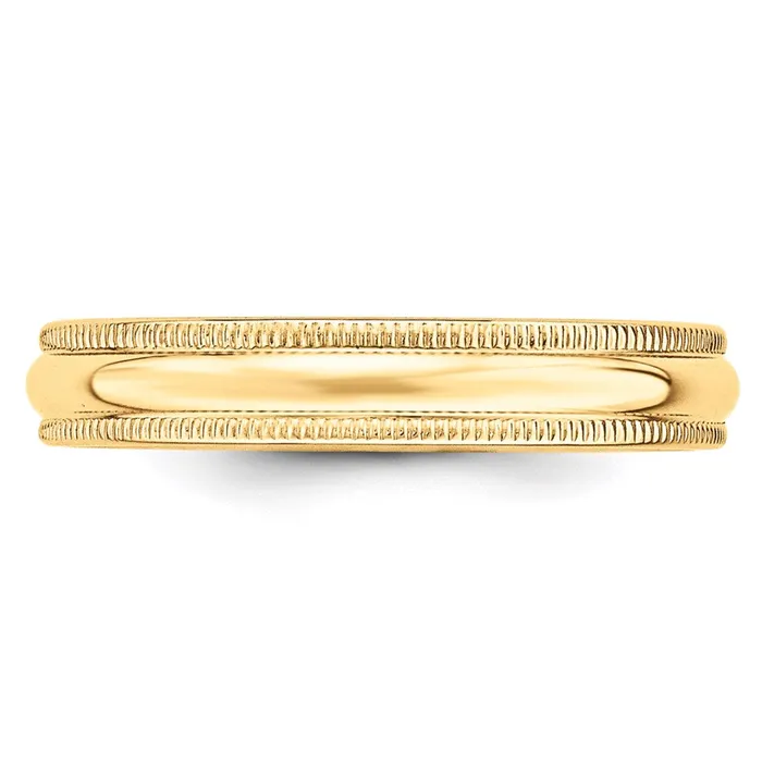 Rings Solid 14K Yellow Gold 4mm Light Weight Milgrain Half Round MensWomens Wedding Band Ring Size 115 Goldia