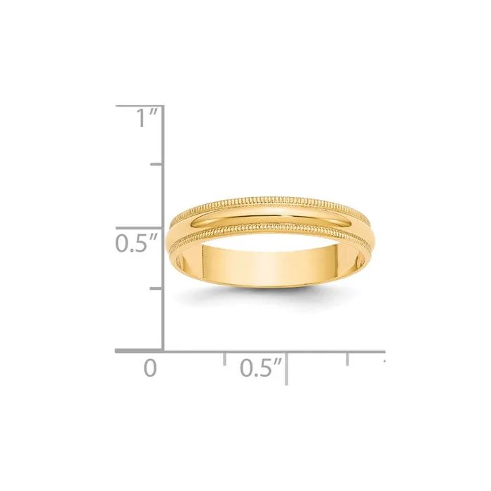 Rings Solid 14K Yellow Gold 4mm Light Weight Milgrain Half Round MensWomens Wedding Band Ring Size 115 Goldia
