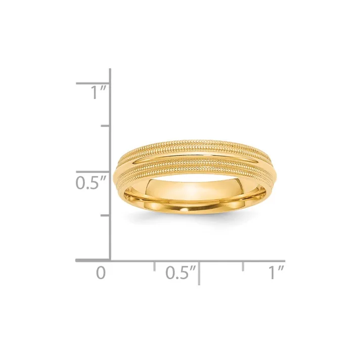 Rings Solid 18K Yellow Gold 5mm Double Milgrain Comfort Fit MensWomens Wedding Band Ring Size 95 Goldia
