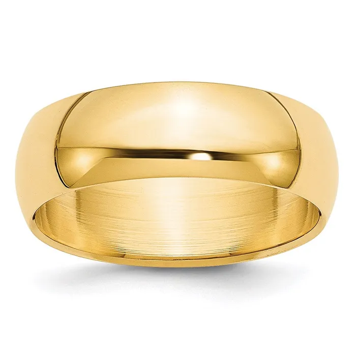 Rings Solid 18K Yellow Gold 7mm Half Round MensWomens Wedding Band Ring Size 125 Goldia