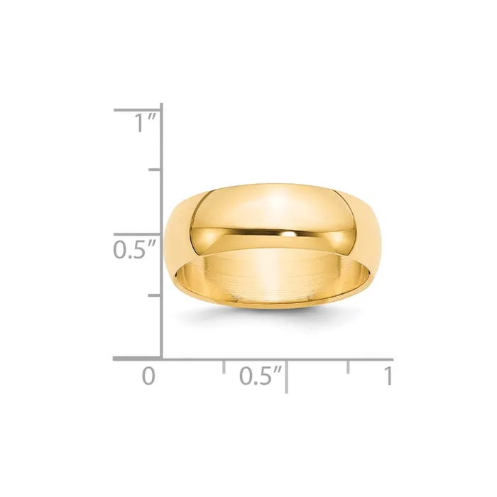 Rings Solid 18K Yellow Gold 7mm Half Round MensWomens Wedding Band Ring Size 125 Goldia