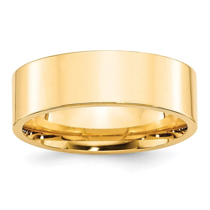 Rings Solid 18K Yellow Gold 7mm Standard Flat Comfort Fit MensWomens Wedding Band Ring Size 75 Goldia