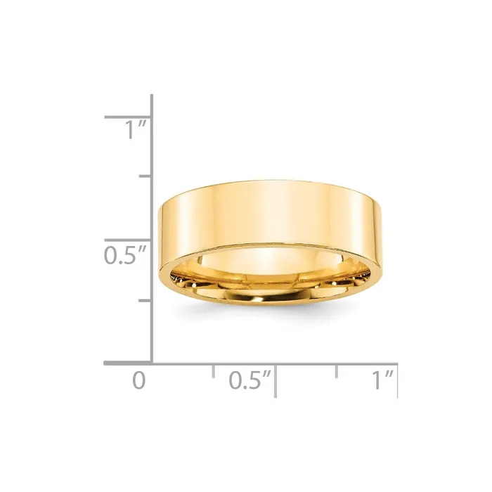 Rings Solid 18K Yellow Gold 7mm Standard Flat Comfort Fit MensWomens Wedding Band Ring Size 75 Goldia