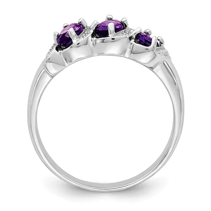 Rings Sterling Silver Rhodium Amethyst u0026 Diamond Ring Goldia
