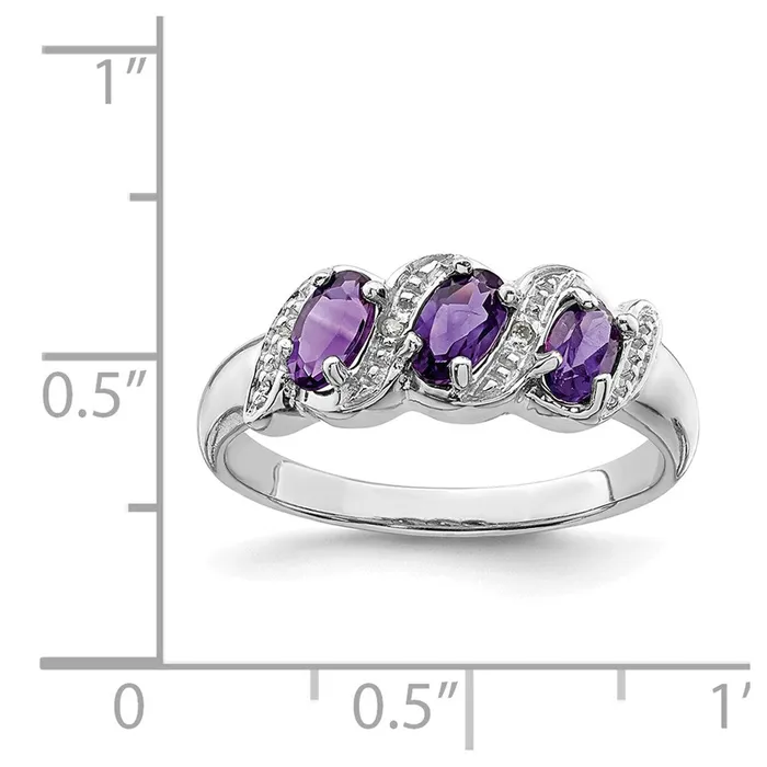 Rings Sterling Silver Rhodium Amethyst u0026 Diamond Ring Goldia