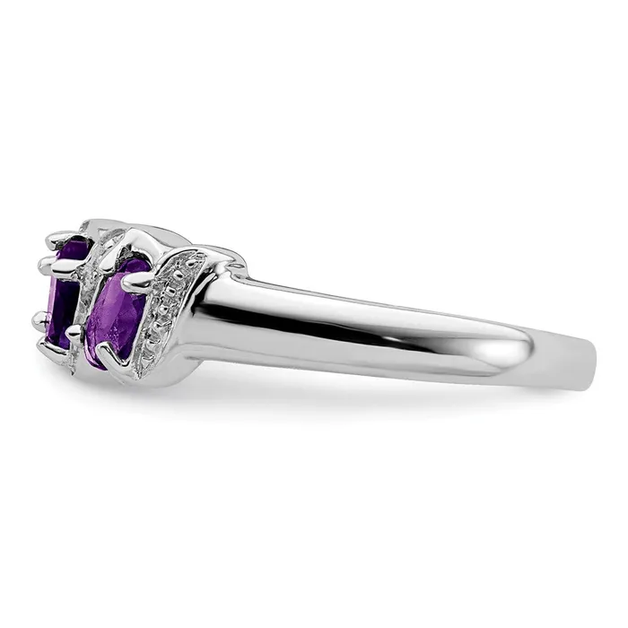 Rings Sterling Silver Rhodium Amethyst u0026 Diamond Ring Goldia