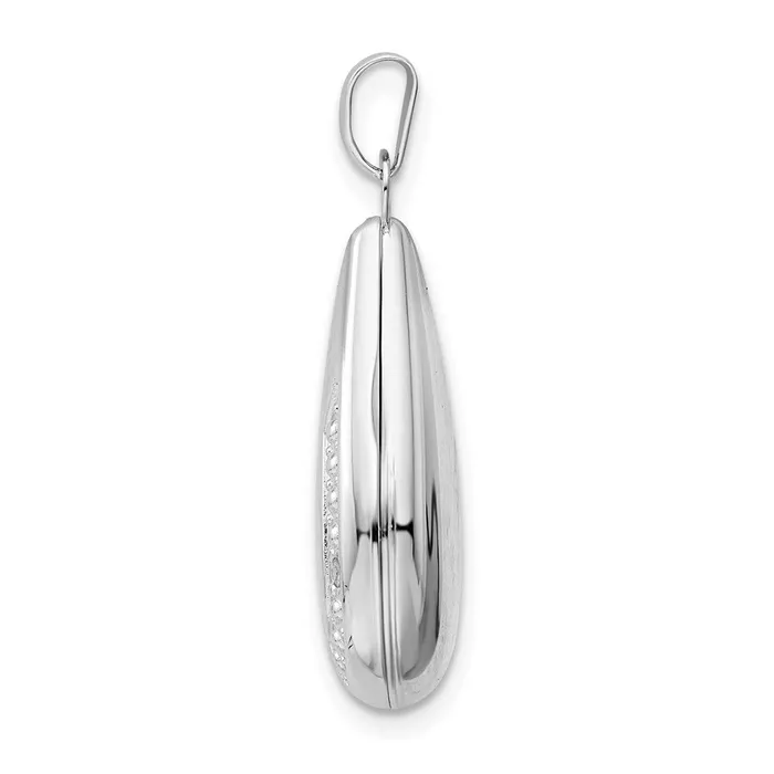 Rings Sterling Silver Rhodiumplated Polished Diamond 21mm Teardrop Locket Goldia