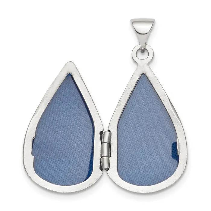 Rings Sterling Silver Rhodiumplated Polished Diamond 21mm Teardrop Locket Goldia