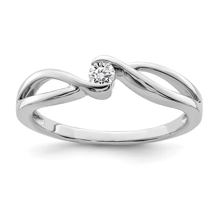 Rings Sterling Silver Rhodium Polished Diamond Ring Goldia