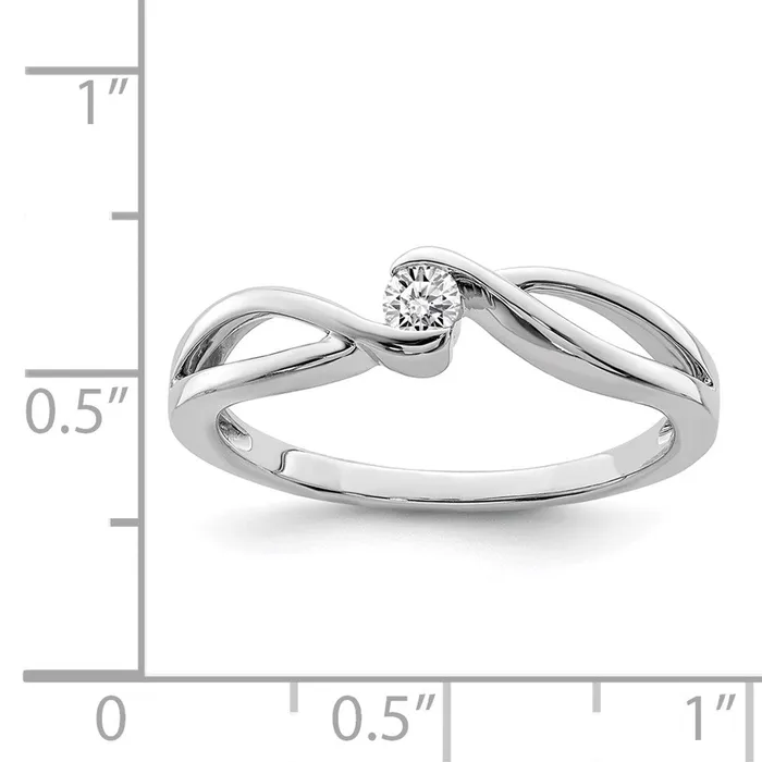 Rings Sterling Silver Rhodium Polished Diamond Ring Goldia