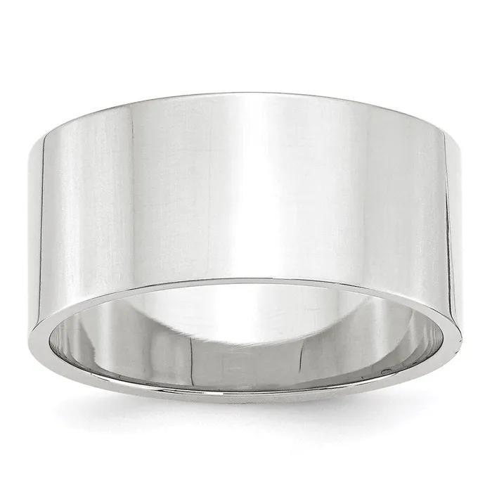 Solid 10K White Gold 10mm Light Weight Flat MensWomens Wedding Band Ring Size 8 Goldia Rings