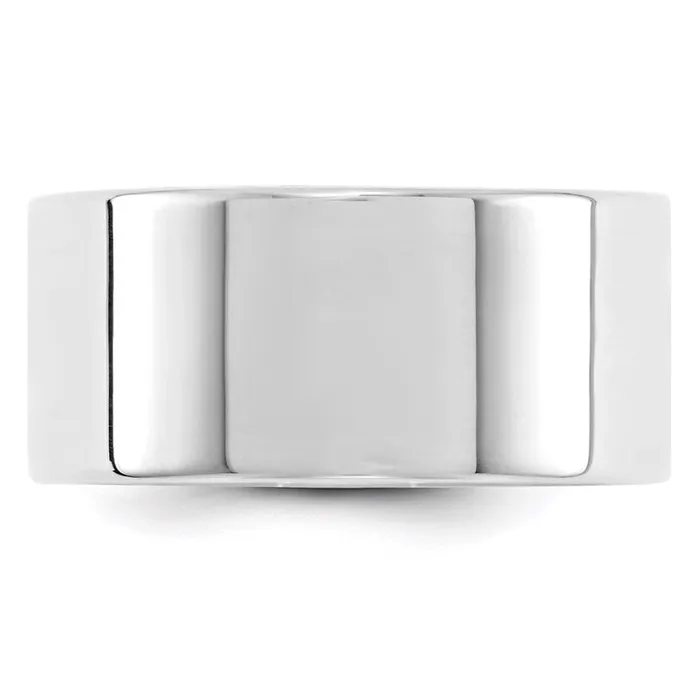 Solid 10K White Gold 10mm Light Weight Flat MensWomens Wedding Band Ring Size 8 Goldia Rings