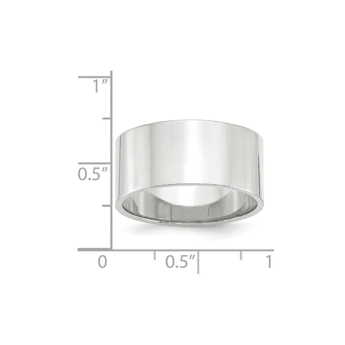 Solid 10K White Gold 10mm Light Weight Flat MensWomens Wedding Band Ring Size 8 Goldia Rings