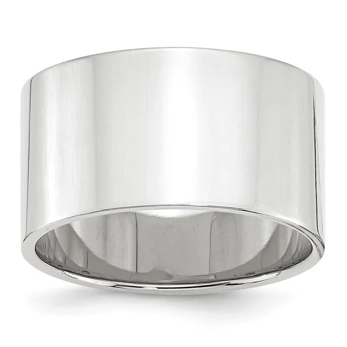 Solid 10K White Gold 12mm Light Weight Flat MensWomens Wedding Band Ring Size 5 Goldia Rings