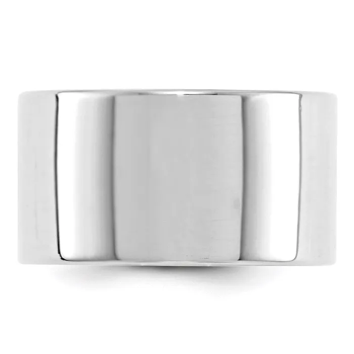 Solid 10K White Gold 12mm Light Weight Flat MensWomens Wedding Band Ring Size 5 Goldia Rings