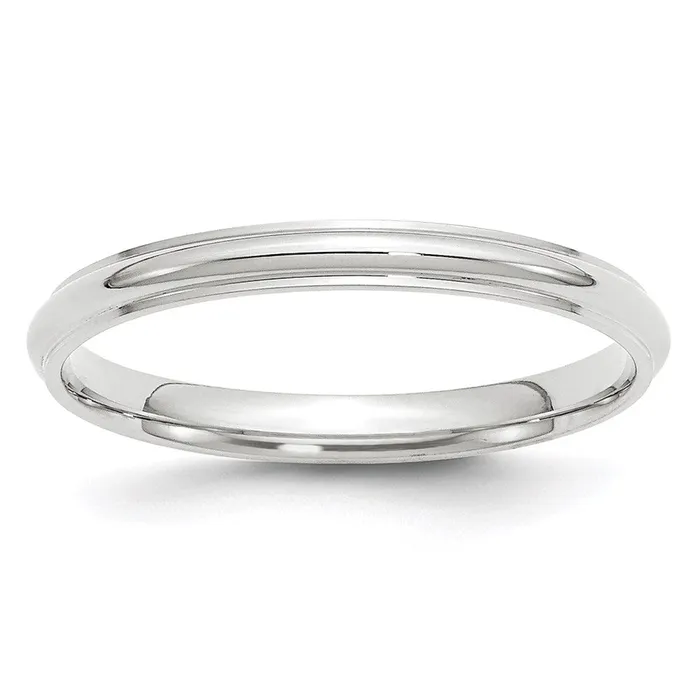 Solid 10K White Gold 25mm Half Round with Edge MensWomens Wedding Band Ring Size 75 Goldia Rings