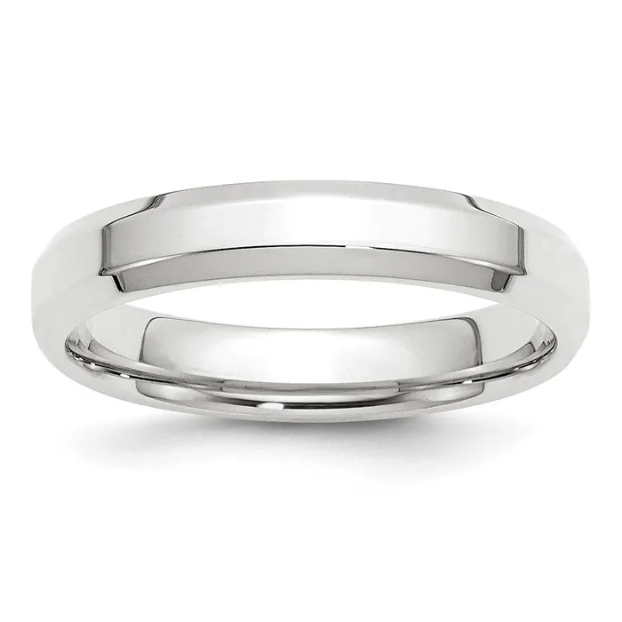 Solid 10K White Gold 4mm Bevel Edge Comfort Fit MensWomens Wedding Band Ring Size 8 Goldia Rings