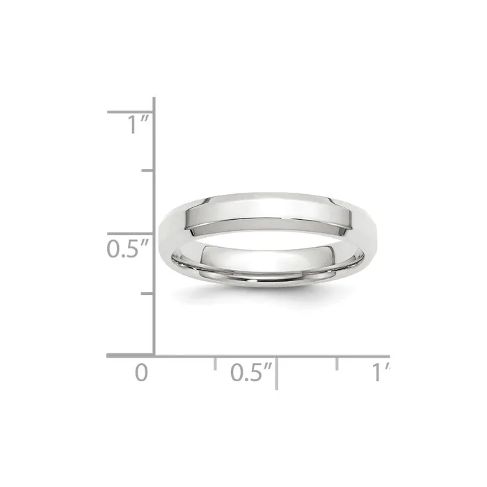 Solid 10K White Gold 4mm Bevel Edge Comfort Fit MensWomens Wedding Band Ring Size 8 Goldia Rings