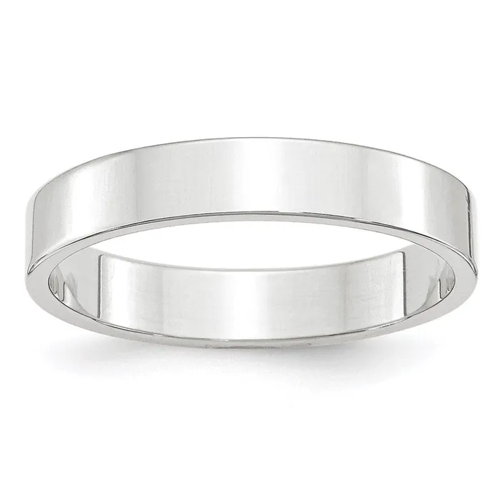 Solid 10K White Gold 4mm Light Weight Flat MensWomens Wedding Band Ring Size 75 Goldia Rings