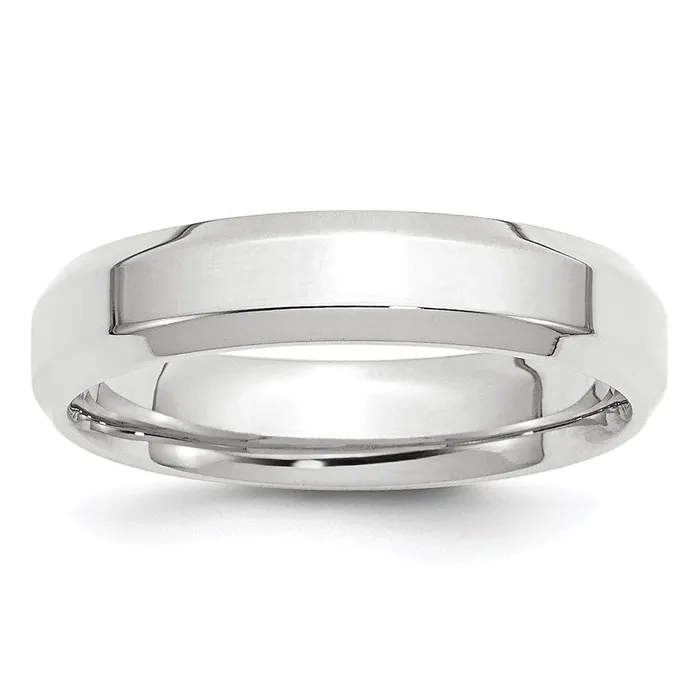Solid 10K White Gold 5mm Bevel Edge Comfort Fit MensWomens Wedding Band Ring Size 45 Goldia Rings