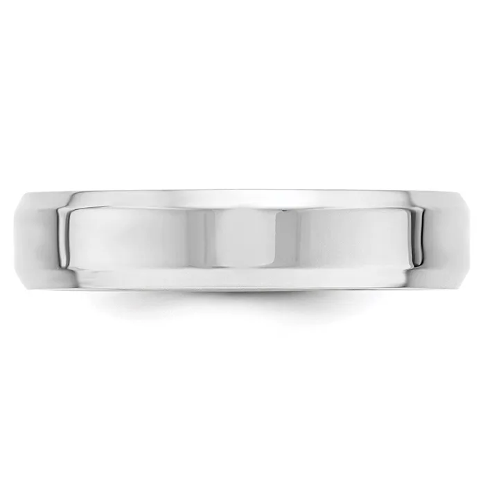 Solid 10K White Gold 5mm Bevel Edge Comfort Fit MensWomens Wedding Band Ring Size 45 Goldia Rings