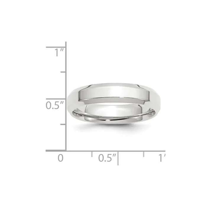 Solid 10K White Gold 5mm Bevel Edge Comfort Fit MensWomens Wedding Band Ring Size 45 Goldia Rings
